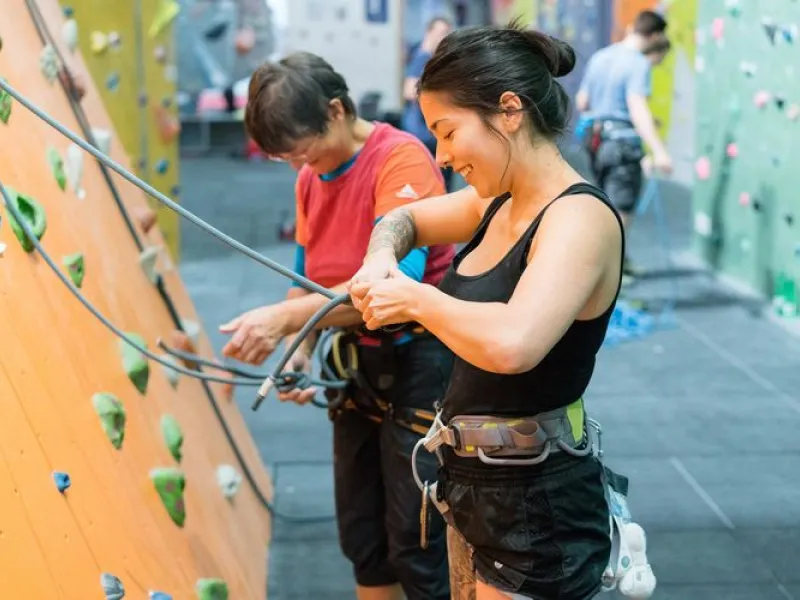 Women climbing