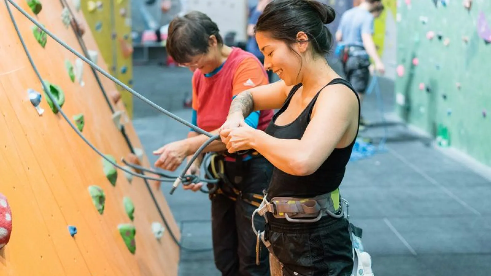 Women climbing